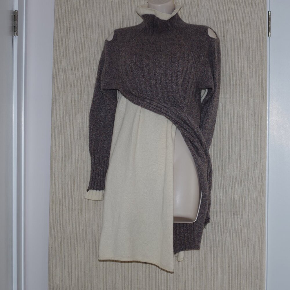 Oblique Creations wool cashmere sweater color block Wrap Tunic dress Size 4